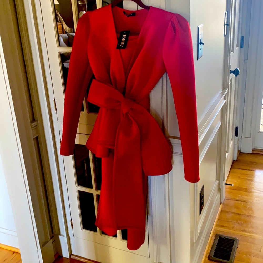 Deep red pantsuit boutique